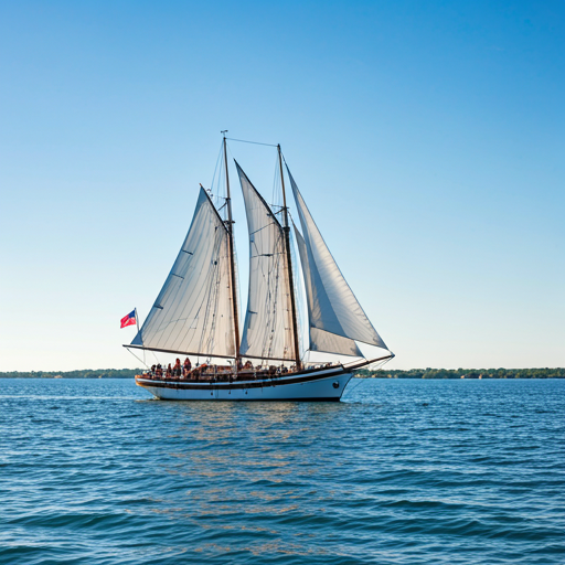 Vintage boat sailing in calm water