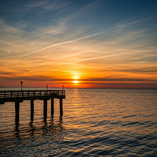 Sunset over a pier